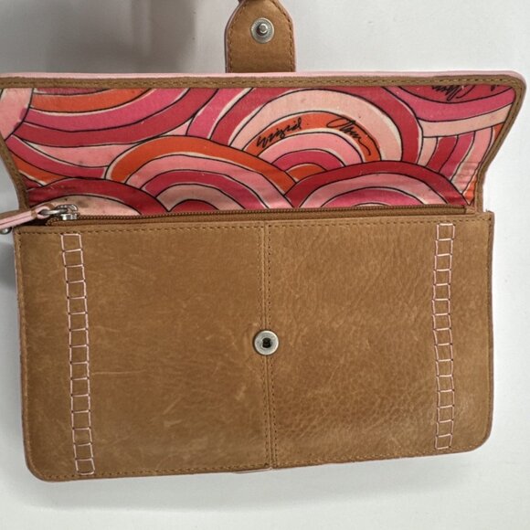 Sigrid Olsen Wallet Tan Leather Clutch Zip Pocket Cards Holder Money Pouch Lined - Picture 2 of 12